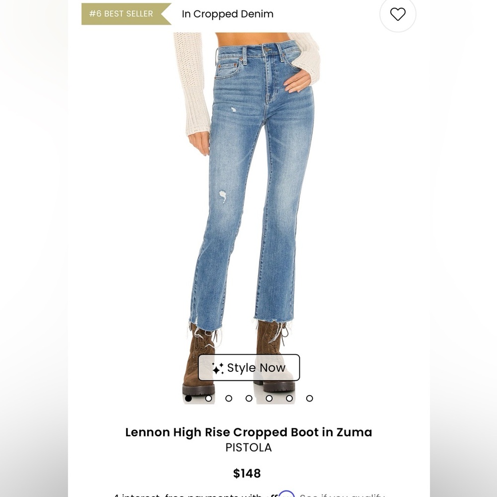 Pistola Blue Ankle Cropped Jeans High Rise